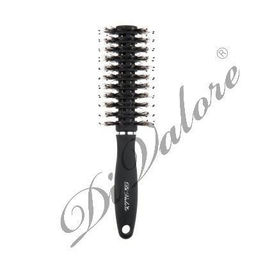 Di Valore 301-025B#34 Расческа круглая для укладки, с натур.щетиной ЧЕРНАЯ 22,5см Д32мм