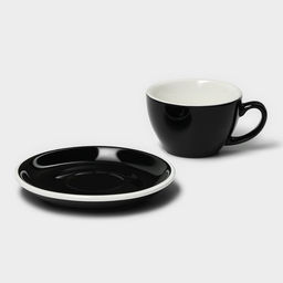 Кофейная пара Magistro Coffee time, 2 предмета: чашка 200 мл, блюдце d=14.5 см, фарфор, чёрная