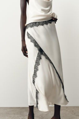 SATIN MIDI SKIRT WITH LACE - Zara фото 9