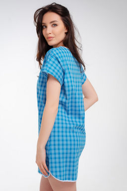 Туника женская Социал клетка голубая