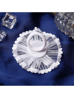 Цена за 6 шт. Бант для волос на резинке «Школьница», лучики серединка блеск, d=7 см, белый