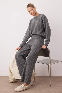 Siyah Cizgili Smart Kazak-Pantolon Triko Alt - Ust Tak?m TWOAW26AU00018 - Trendyolmilla фото 6