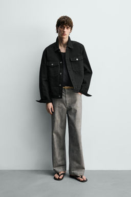 PANTAL?N STRAIGHT FIT ESPIGA / Gris / Tostado