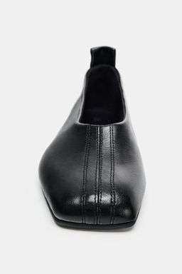 SQUARE TOE LEATHER BALLERINAS - Zara фото 4