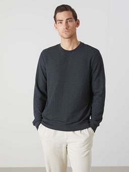 Bisiklet Yaka Uzun Kollu Erkek Sweatshirt