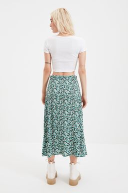 TRENDYOLMILLA Siyah Y?rtmac Detayl? Cicek Desenli Viskon Kumasl? Midi Dokuma Etek TWOSS20ET0230 фото 10