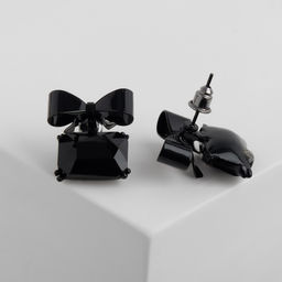 Серьги со стразами Бантик с прямоугольником, цвет чёрный - Queen fair фото 2