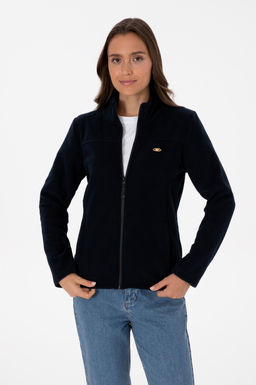 Kad_n Lacivert Fermuarl_ Dik Yaka Polar Sweatshirt