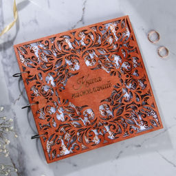 Книга пожеланий на свадьбу, в деревянной обложке «Узоры»