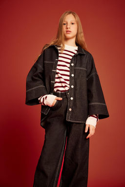 %100 Pamuk D__meli Denim Ceket K_z _ocuk