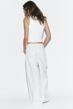 JEANS TRF BAGGY FOLDED TIRO MEDIO / Blanco - Zara фото 11