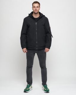 Куртка спортивная мужская на резинке большого размера черного цвета 88657Ch - Wonderrman фото 2