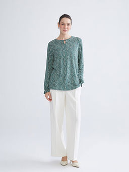 Bisiklet Yaka Desenli Bluz