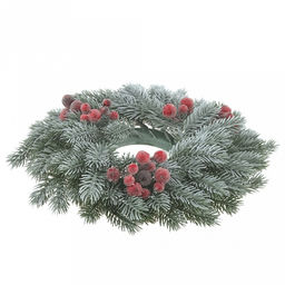 Декоративный венок "Елка с ягодой" д29см, пластик, зеленый патина (Россия)