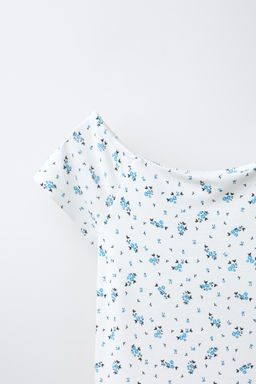 VESTIDO PUNTO ROMA ESTAMPADO / Azul / Blanco