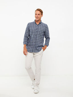 Regular Fit Uzun Kollu Ekose Gabardin Erkek G?mlek