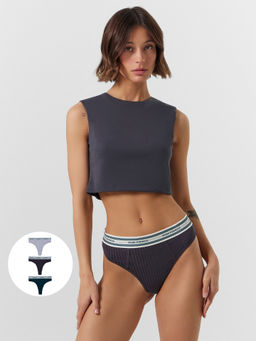 Трусы женские бразилиана мультипак (3 шт.) в сером цвете антрацит 412533-3