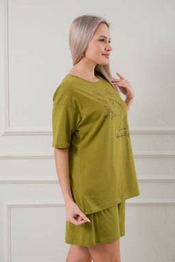 Пижама женская из кулирки Дива хаки макси - Амадэль фото 5