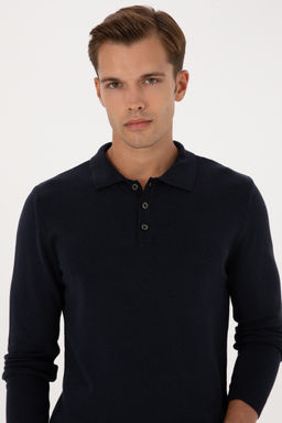 Erkek Slim Fit Polo Yaka Lacivert Basic Kazak - U.s. polo assn фото 9
