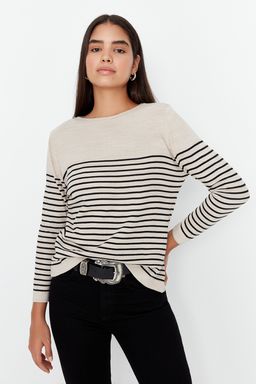 Antrasit Basic Cizgili Triko Kazak TWOAW23KZ01846 - Trendyolmilla фото 8