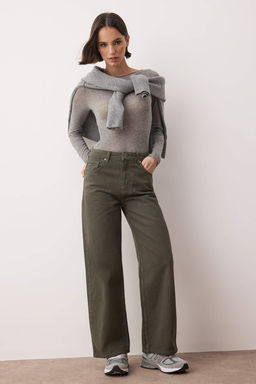 Haki Yuksek Bel Bilek Boy Culotte %100 Pamuklu Jeans TWOAW26JE00190