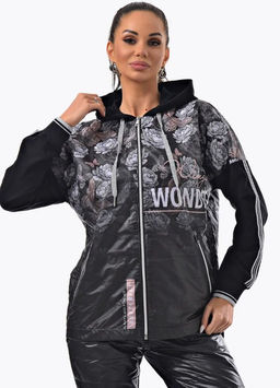 Толстовка из футера комбинированного с принтованной плащевой тканью - А+б коллекция фото 121