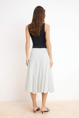 Beyaz Cizgili Astarl? Klos Midi Etek TWOSS26ET00073 - Trendyolmilla фото 4