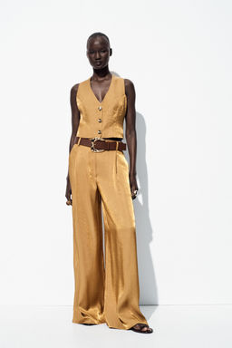 GOLD BUTTON SATIN TOP - Zara фото 10