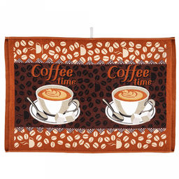 Полотенце кухонное махровое 40х60см "Кофе", 290гр/м2, 100% хлопок, с петелькой, цвета микс, Bolangde (Китай)