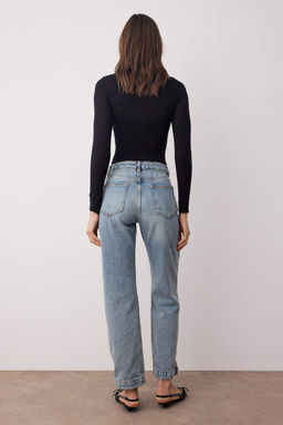 More Sustainable Mavi Pacas? Fermuar Detayl? Normal Bel Yeni Straight Jeans TWOAW26JE00038 - Trendyolmilla фото 4