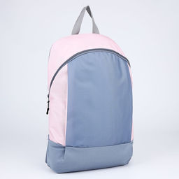 Рюкзак текстильный 46х30х10 см, вертикальный карман, цвет серый, розовый - Nazamok фото 3