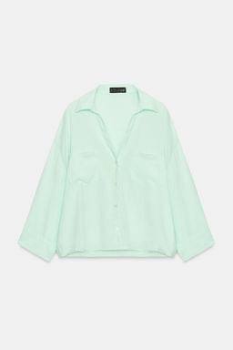 CAMISA FLUIDA CON LINO / Menta - Zara фото 6