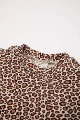 Платье-майка в рубчик с длинными рукавами и леопардовым принтом для маленьких девочек, комплект из 2 предметов - Defacto фото 2