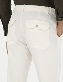 Брюки из льняной ткани цвета экрю-морковки - Cacharel фото 7