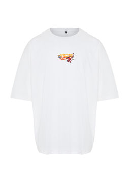 TRENDYOL MAN Beyaz Oversize/Genis Kesim Uzay Bask?l? %100 Pamuklu T-Shirt TMNSS24TS00085 - Trendyolmilla фото 7
