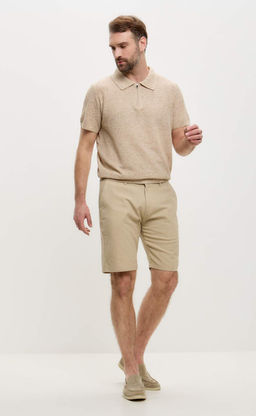 Шорты лен F511-0960-1 d.beige