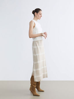 Beli Lastikli Ekose A Kesim Triko Etek