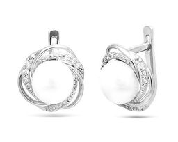 Серьги из серебра жемчуг, С1371
