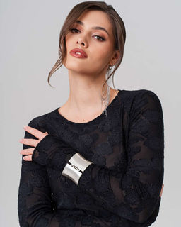 Лонгслив из текстурного трикотажа с вытравкой узора - Sahar art lab фото 3