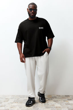 TRENDYOL MAN Siyah Oversize/Genis Kesim Bisiklet Yaka S?rt Bask?l? Buyuk Beden T-Shirt TMNSS25BF00004 - Trendyolmilla фото 2