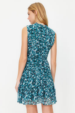 TRENDYOLMILLA Kiremit Cicekli A Kesim F?rf?rl? Astarl? Mini Dokuma Elbise TWOSS20EL0681  фото 4