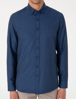 Lacivert Oxford Slim Fit Kolay _t_lenebilir G_mlek