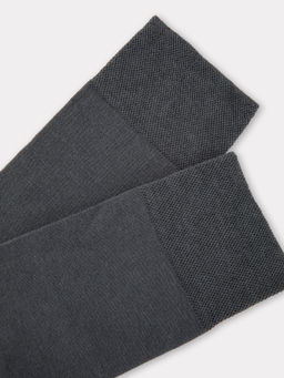 Цена за 5 пар! Высокие мужские носки "термо" темно-серого цвета с желтой и красной полоской т.серый 602T-006