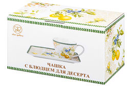 Чашка 250 мл с блюдцем для десерта 20*10*2 см Лимоны, NEW BONE CHINA - Elan gallery фото 23