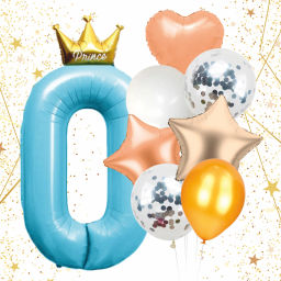 Набор шаров 8 шт "0 - Prince", голубой (цирфа + 7 шаров)