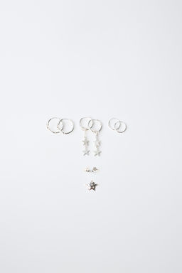 PACK PENDIENTES AROS Y ANILLOS ESTRELLAS / Plata