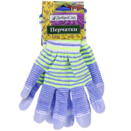 Цена за 12 шт. Перчатки нейлоновые "Неон" с ПВХ покрытием облив пальцев, синии 8 р-р ДоброСад