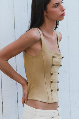 TOP CORSETERO BOTONES / Beige - Zara фото 5