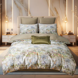 Комплект постельного белья Сатин Премиум на резинке CPAR055 Евро 4 Наволочки