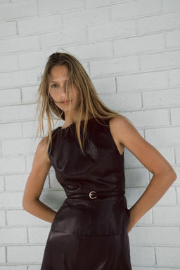 FAUX LEATHER BELTED TOP - Zara фото 2